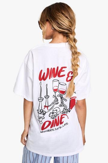 Wine & Dine Oversized T-shirt white