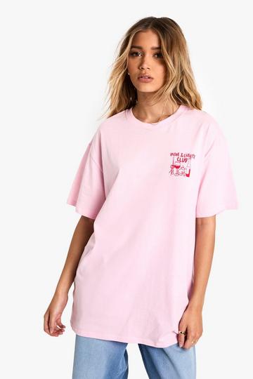 Oversized Wine Club T-Shirt baby pink