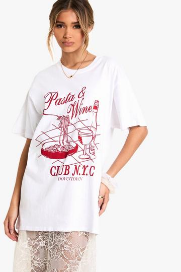 White Pasta & Wine Oversized T-shirt