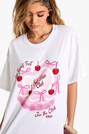 Oversized Self Love Club T-Shirt white