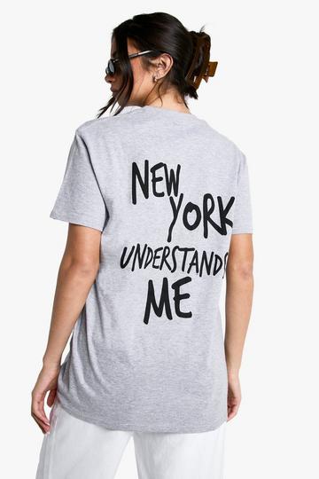 Oversized NYC T-Shirt Met Tekst grey marl