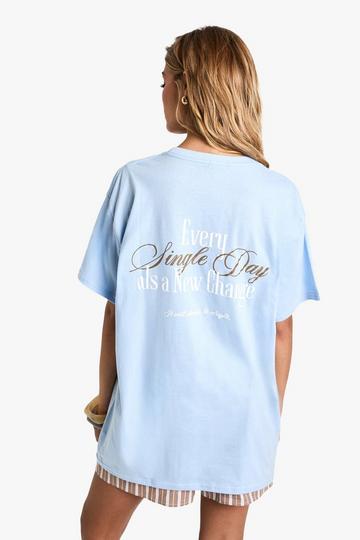 Every Day Slogan Oversized T-shirt baby blue