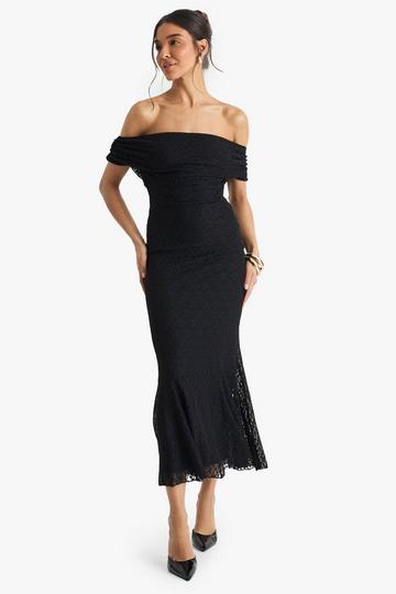 Bardot Lace Pleated Midaxi Dress black