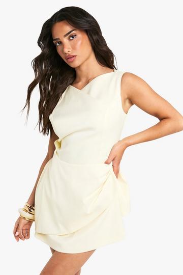 Petite Tailored Cowl Detail Wrap Mini Dress ivory