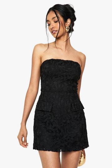 Premium Lace Bandeau Mini Dress black