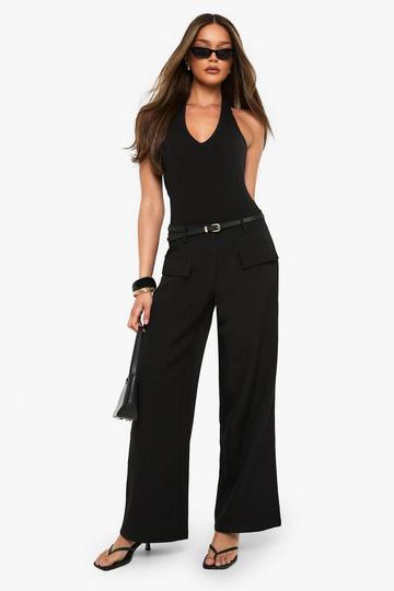 Pocket Detail Wide Leg Trouser black