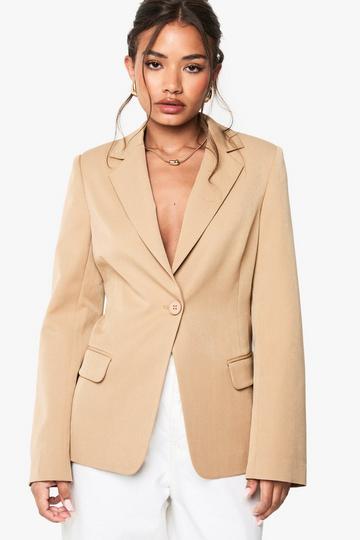 Camel Beige Pocket Detail Tailored Blazer