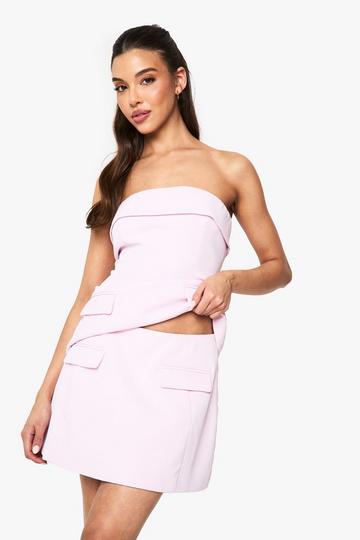 Pocket Detail Tailored Mini Skirt pink