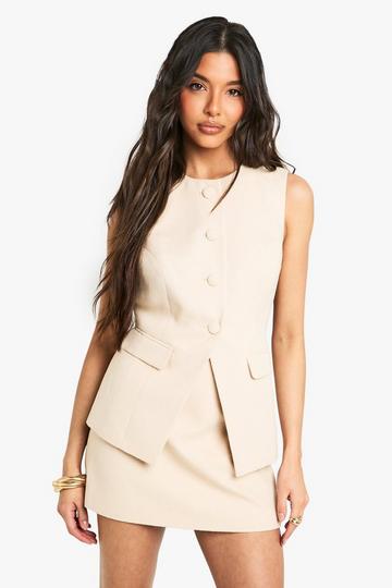 Boucle Tailored Mini Skirt beige