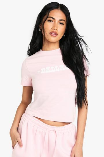 Dallas Baby T-Shirt Met Tekst En Reliëf pink