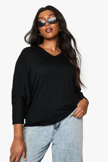 Plus Long Sleeve Basic T-Shirt black