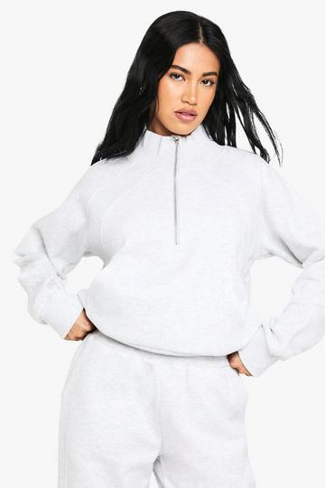 Half Zip High Neck Sweatshirt grey marl