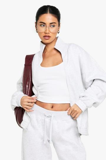 Zip Through High Neck Sweatshirt grey marl