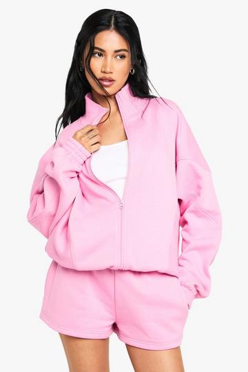 Zip Through High Neck Sweatshirt pink