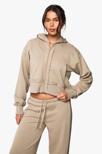 Boxy Cropped Oversized Hoodie stone