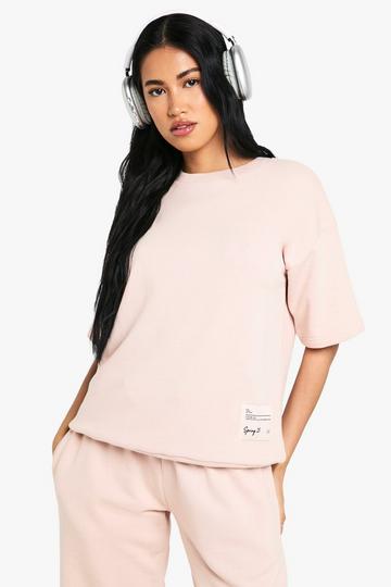 Boxy Oversized Short Sleeve Sweatshirt pink