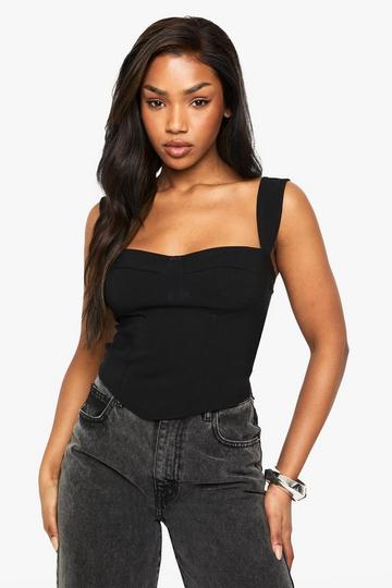 Bengaline Cup Detail Corset Top black