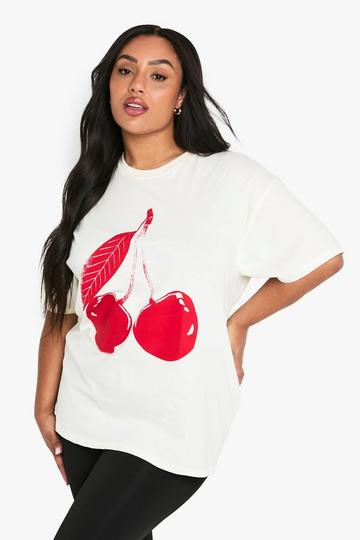 PLUS CHERRY OVERSIZED T-SHIRT ecru