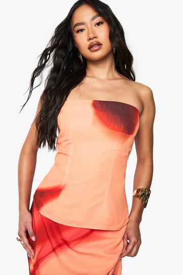 Chiffon Bloemen Bandeau Top red