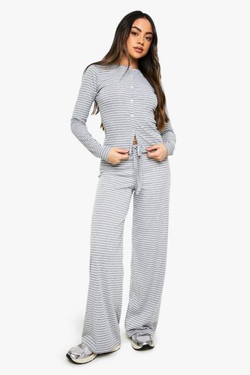 STRIPE MINIMAL WAISTBAND STRAIGHT LEG TROUSER grey