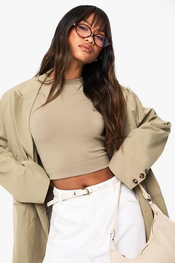 Boohoo Basics Fitted Top khaki