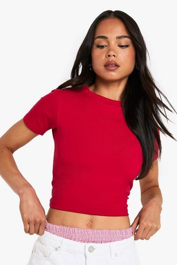 Boohoo Basics Fitted Top red