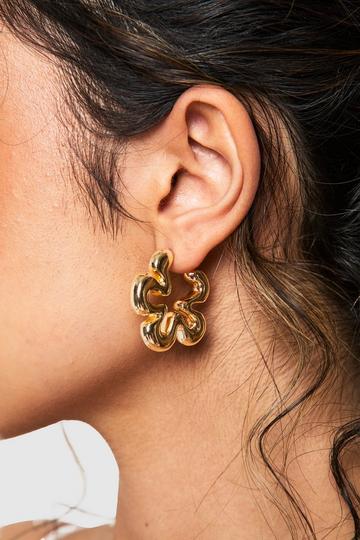 Flower Hoop Earrings gold