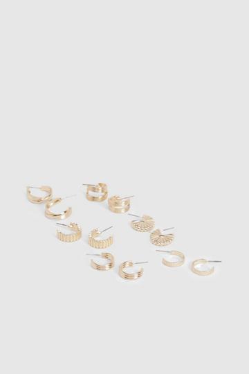 Ribbed Hoop Earring 6 Pack gold