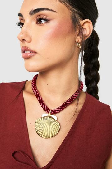 Statement Shell Rope Necklace gold