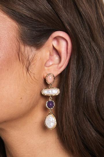 Stone Drop Earrings gold
