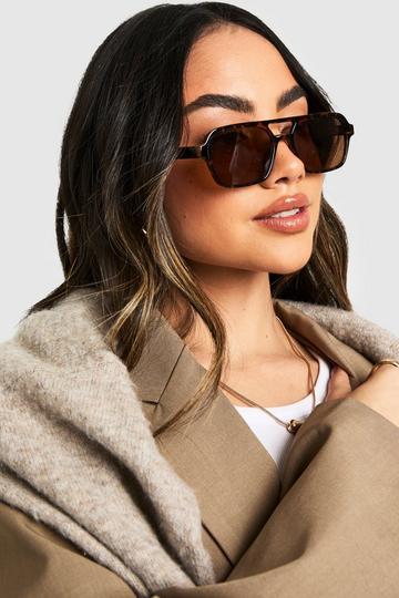 Tortoise Retro Oversized Sunglasses brown