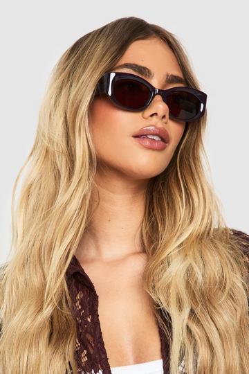 Zwarte Rechthoekige Zonnebril dark brown