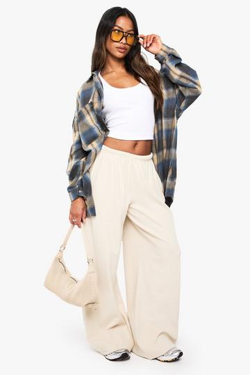 Stone Beige BOOHOO BASICS RIB STRAIGHT LEG TROUSER