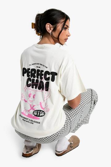 Perfect Chai Slogan Oversized T-shirt stone