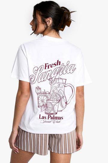 Oversized Fresh Sangria T-Shirt Met Print white