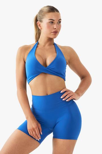DSGN Studio Supersoft Sculpt Twist Front Light Support Sports Bra cobalt