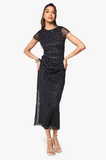 Polka Dot T-shirt Midaxi Dress black