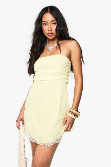 Lace Bandeau Smock Dress lemon