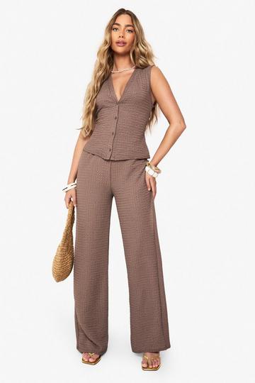 Textured Wide Leg Trouser mocha