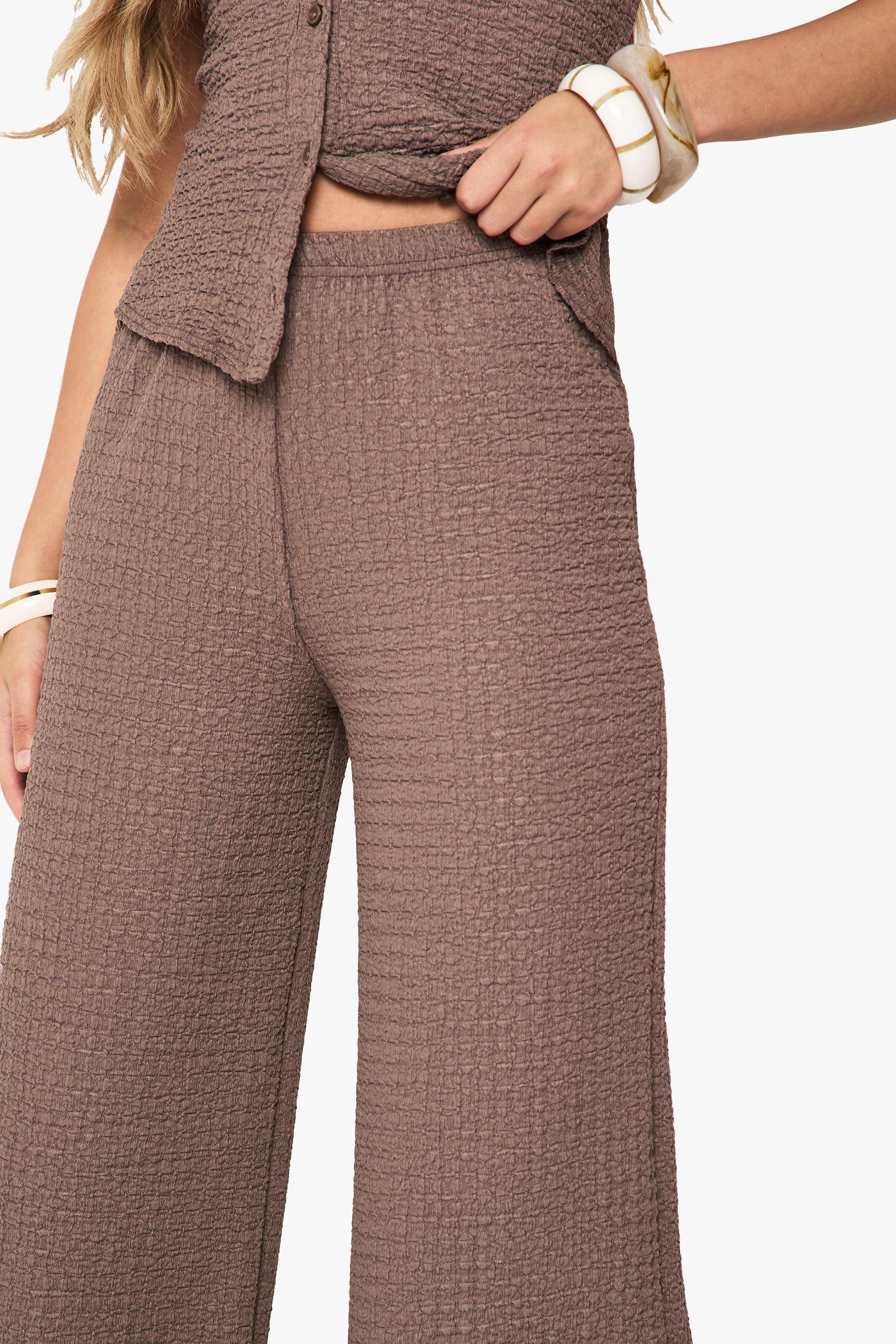 Textured Wide Leg Trouser | boohoo USA Textured Wide Leg Trouser | boohoo USA