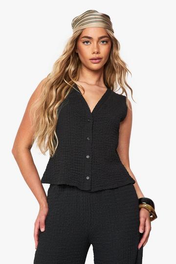 Mouwloze Top Met Textuur En Knopen black