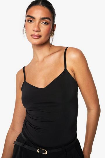 Double Layer Slinky Strappy Bodysuit black