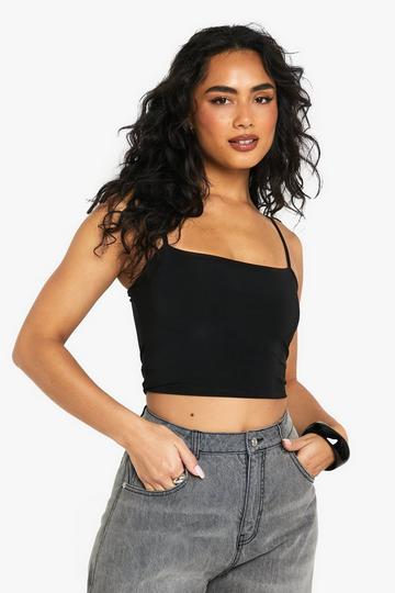 DOUBLE LAYER SLINKY CAMI TOP black