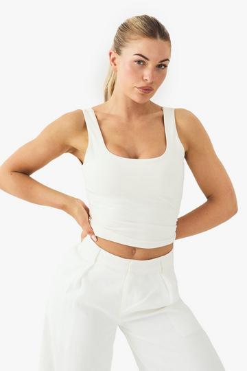Buttery Soft Built in Padded Scoop Neck Vest Top cream