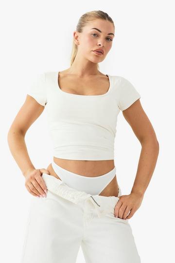 Buttery Soft Built in Padded Sweetheart Neck Cap Sleeve Top cream