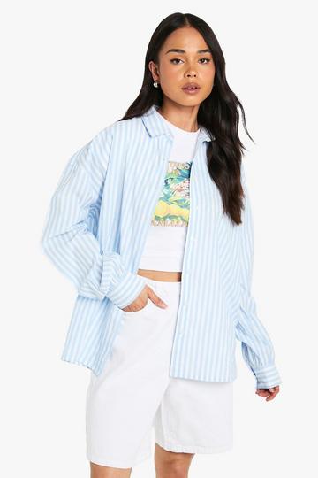 Textured Stripe Oversized Shirt blue