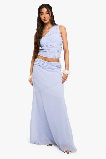 Chiffon Maxi Rok Met Puddle Zoom blue