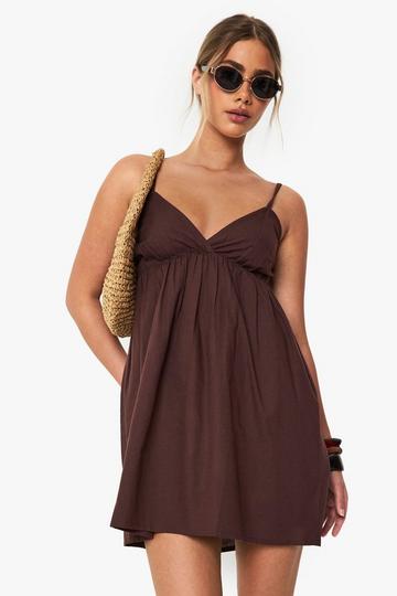 Linen Look Cami Swing Mini Dress chocolate