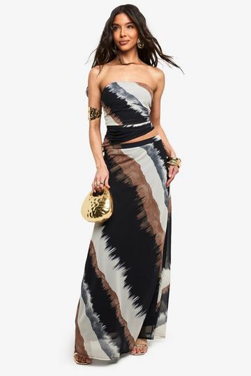 Stripe Chiffon Maxi Skirt multi