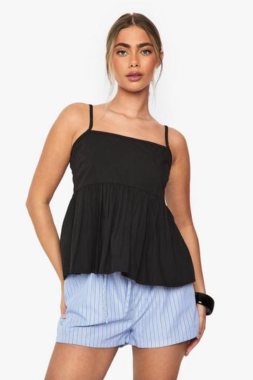 Cotton Poplin Peplum Cami black